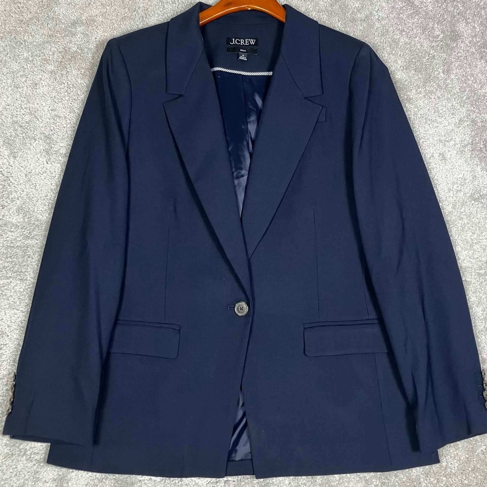 J.Crew Willa Blazer Women 10 Navy Blue Italian Nova Fides Wool Blend